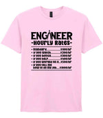 Engineer Hourly Rates t-shirt in light pink