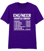 Engineer Hourly Rates t-shirt in purple