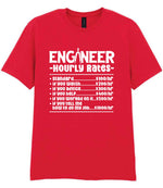Engineer Hourly Rates t-shirt in red