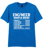 Engineer Hourly Rates t-shirt in royal blue