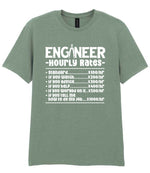 Engineer Hourly Rates t-shirt in sage