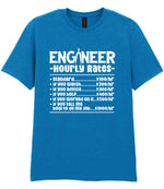 Engineer Hourly Rates t-shirt in sapphire blue