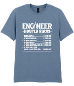 Engineer Hourly Rates t-shirt in stone blue