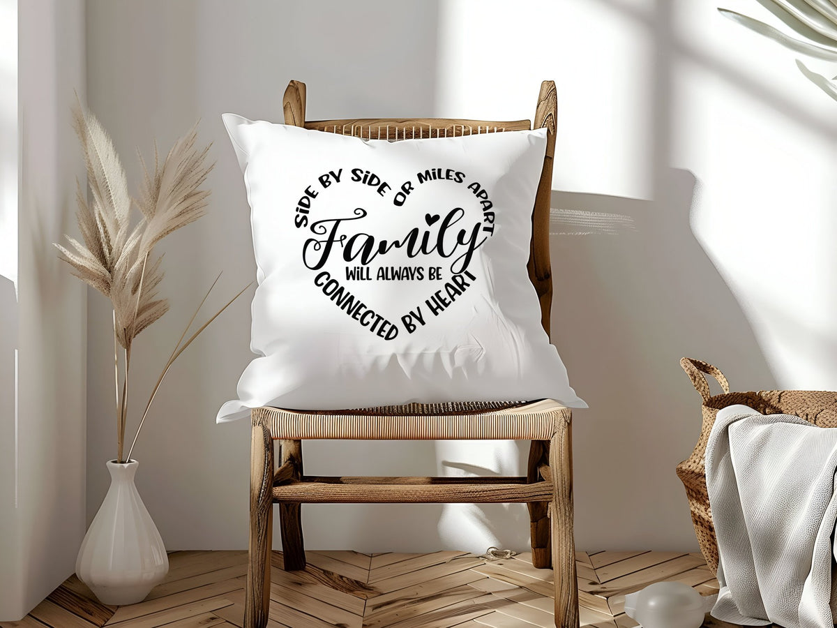 Family Connected by Heart cushion in white