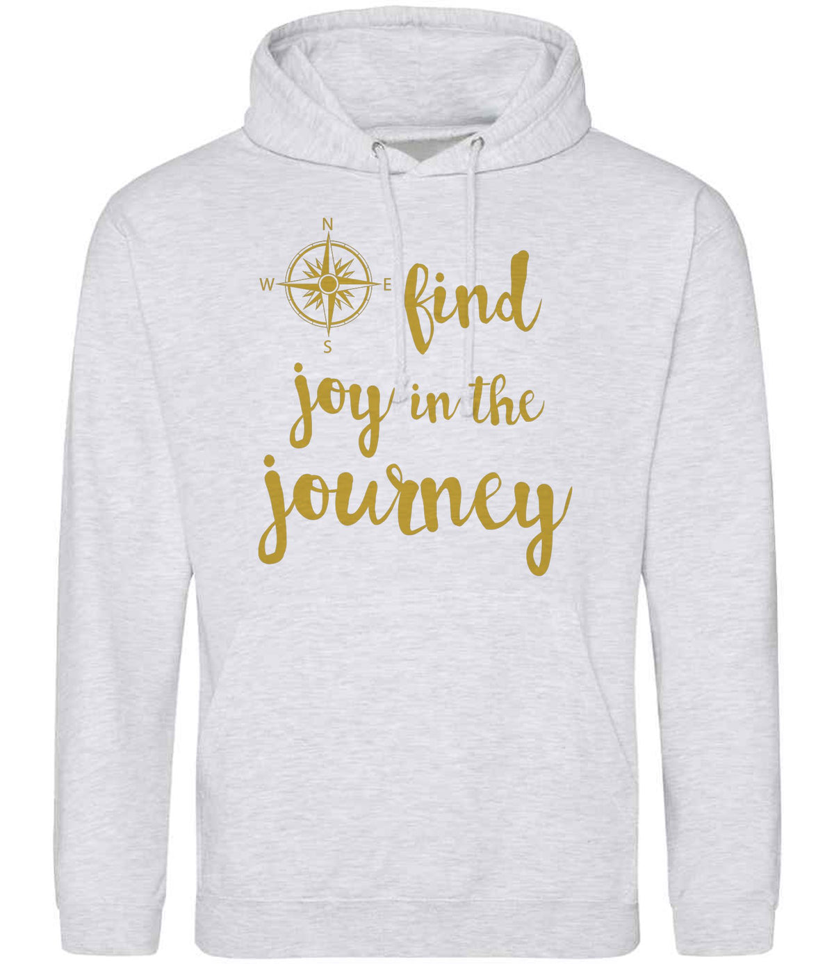 Find Joy in the Journey – Unisex Hoodie in Ash with Gold vinyl