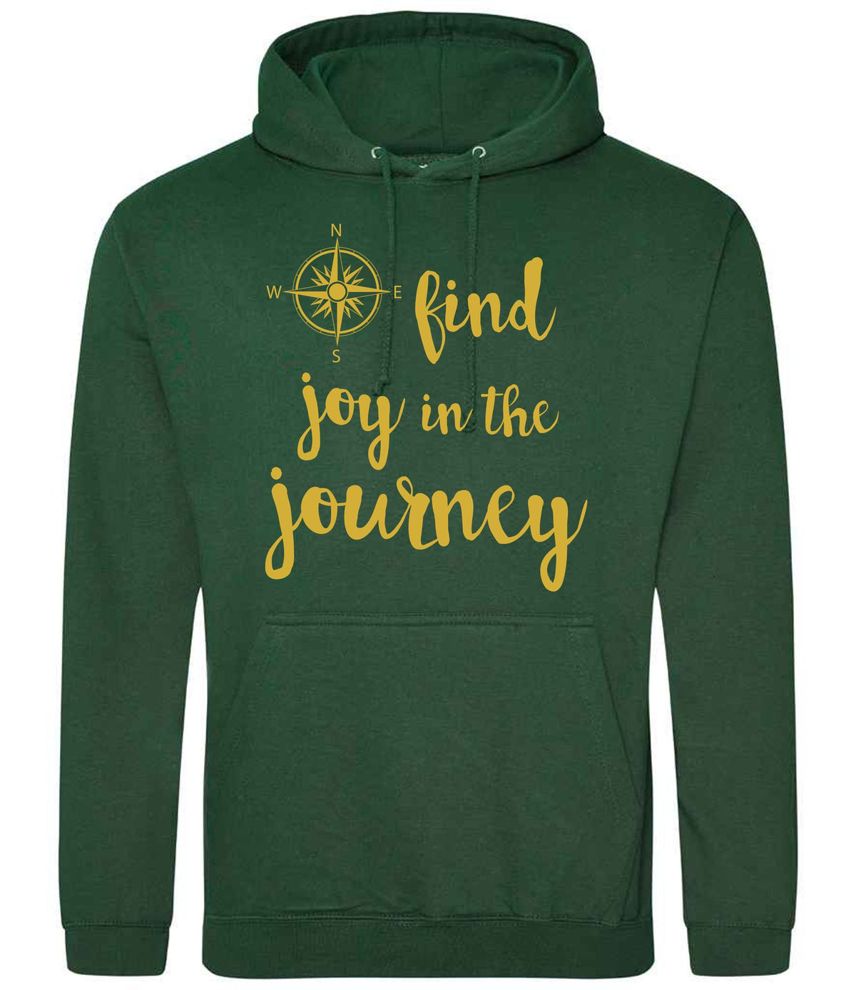 Find Joy in the Journey – Unisex Hoodie in Bottle Green with Gold vinyl