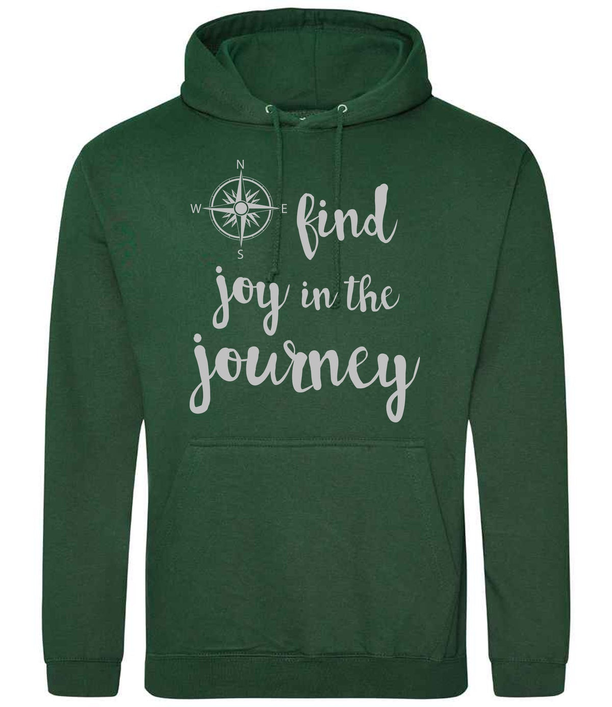Find Joy in the Journey – Unisex Hoodie in Bottle Green with Silver vinyl