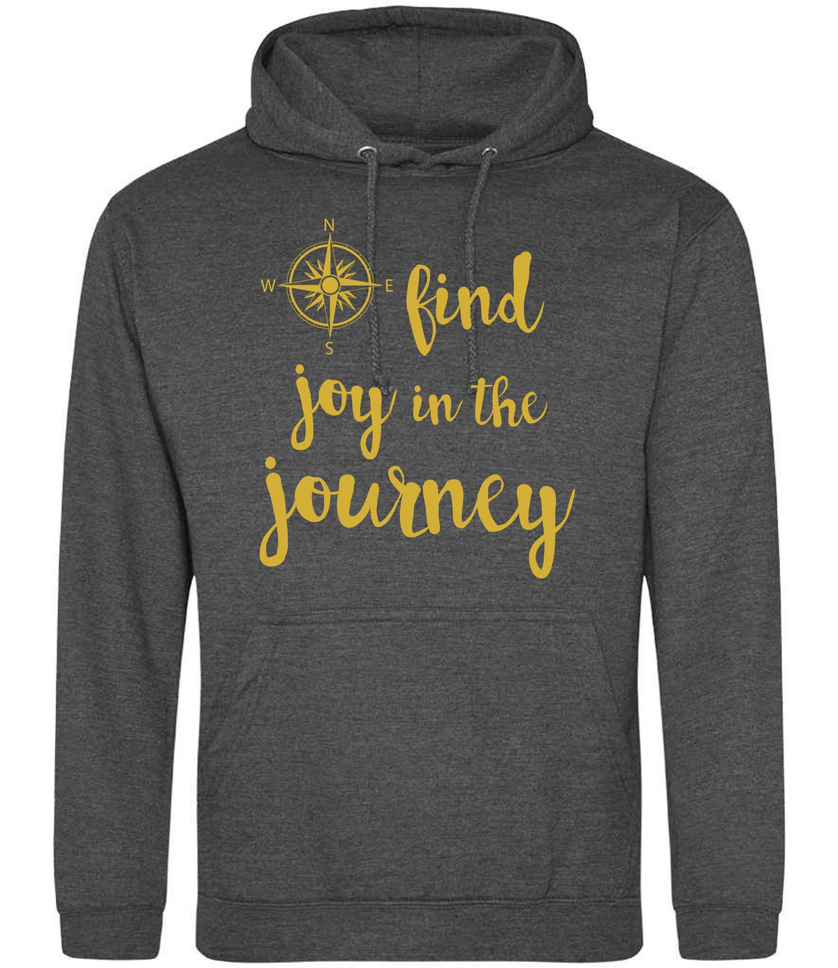Find Joy in the Journey – Unisex Hoodie in Charcoal with Gold vinyl