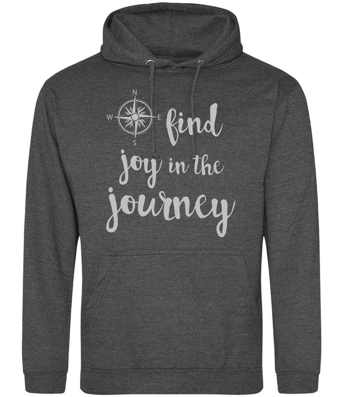 Find Joy in the Journey – Unisex Hoodie in Charcoal with Silver vinyl