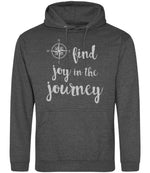 Find Joy in the Journey – Unisex Hoodie in Charcoal with Silver vinyl