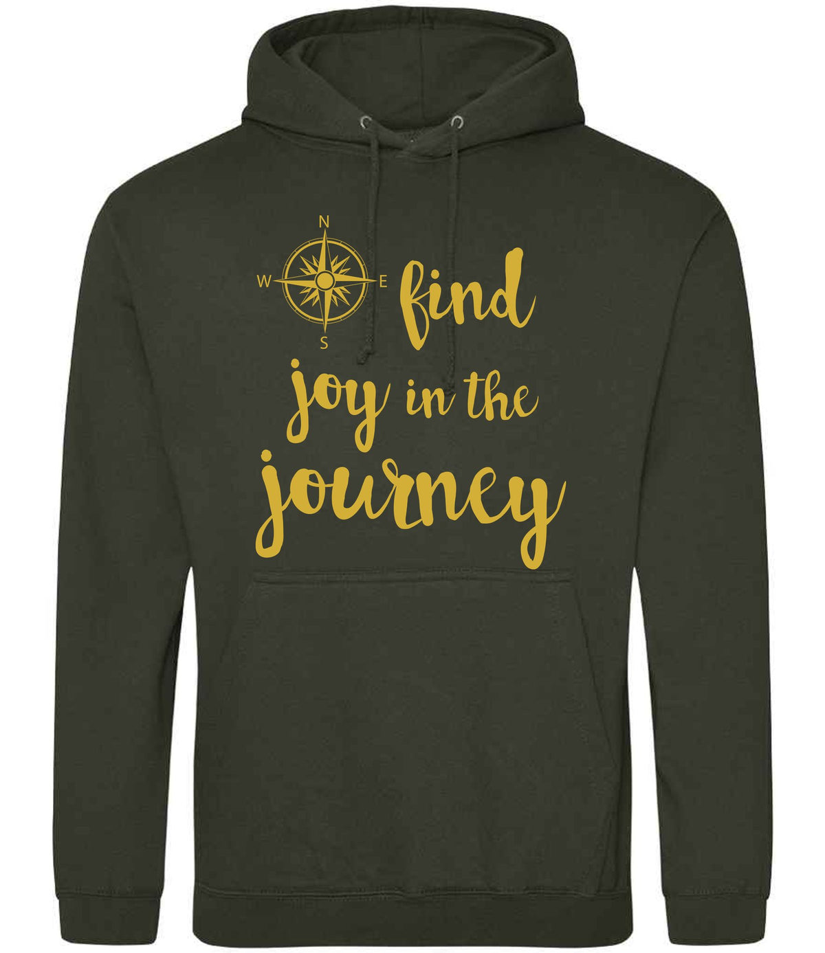 Find Joy in the Journey – Unisex Hoodie in Combat Green with Gold vinyl