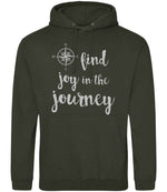 Find Joy in the Journey – Unisex Hoodie in Combat Green with Silver vinyl