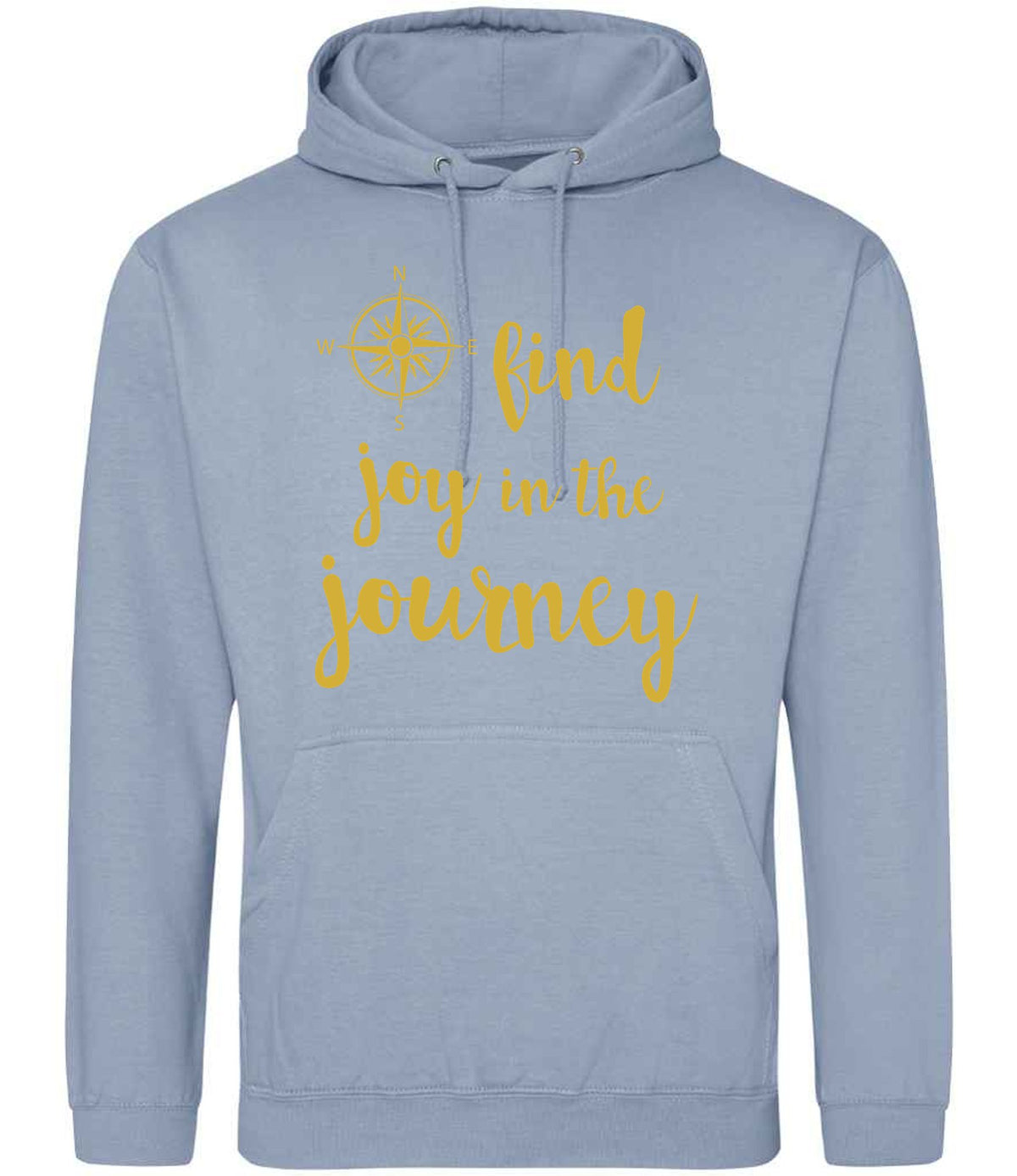 Find Joy in the Journey – Unisex Hoodie in Dusty Blue with Gold vinyl