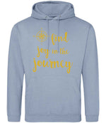 Find Joy in the Journey – Unisex Hoodie in Dusty Blue with Gold vinyl