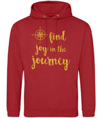 Find Joy in the Journey – Unisex Hoodie in Fire Red with Gold vinyl