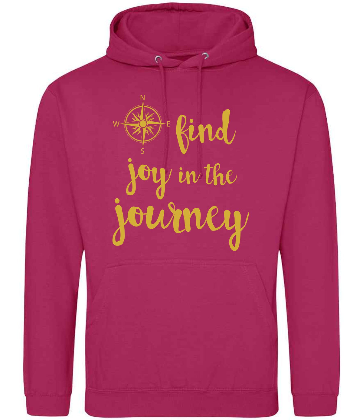 Find Joy in the Journey – Unisex Hoodie in Hot Pink with Gold vinyl