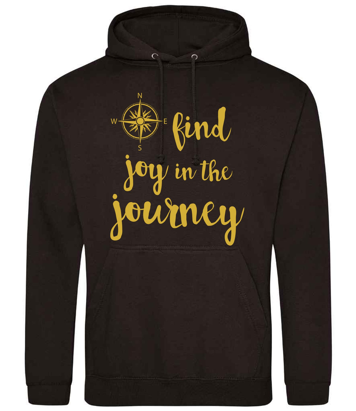Find Joy in the Journey – Unisex Hoodie in Jet Black with Gold vinyl