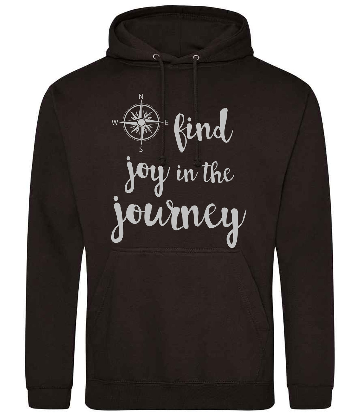 Find Joy in the Journey – Unisex Hoodie in Jet Black with Silver vinyl