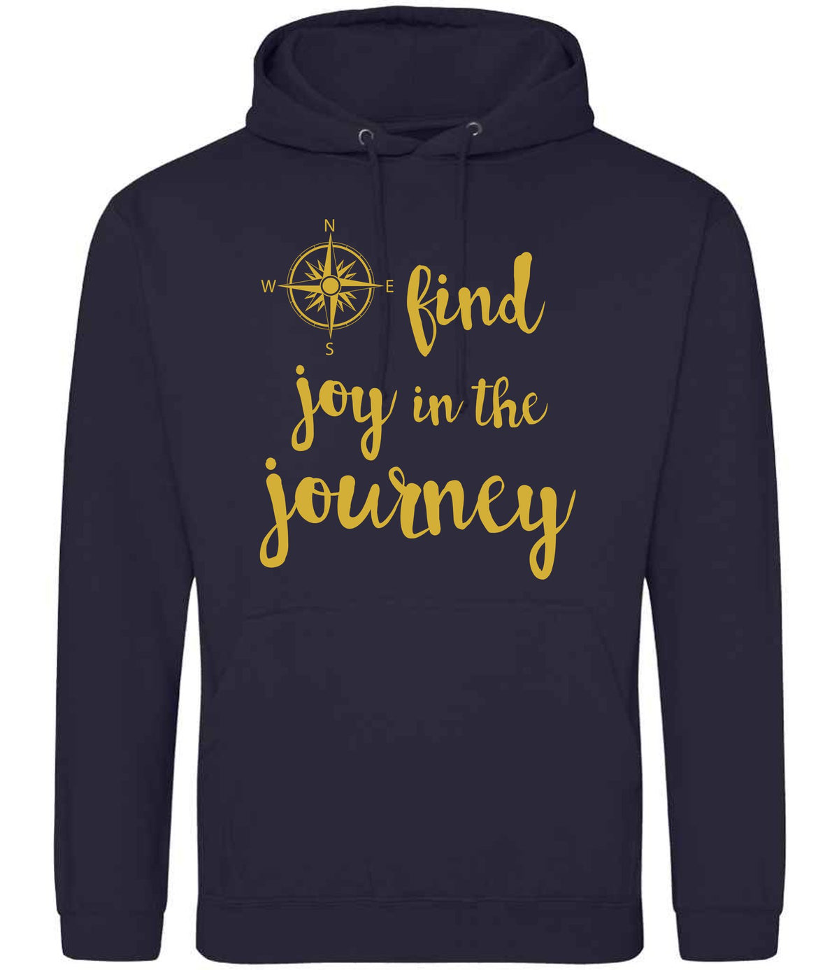 Find Joy in the Journey – Unisex Hoodie in New French Navy with Gold vinyl