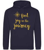 Find Joy in the Journey – Unisex Hoodie in New French Navy with Gold vinyl