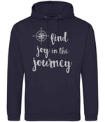 Find Joy in the Journey – Unisex Hoodie in New French Navy with Silver vinyl