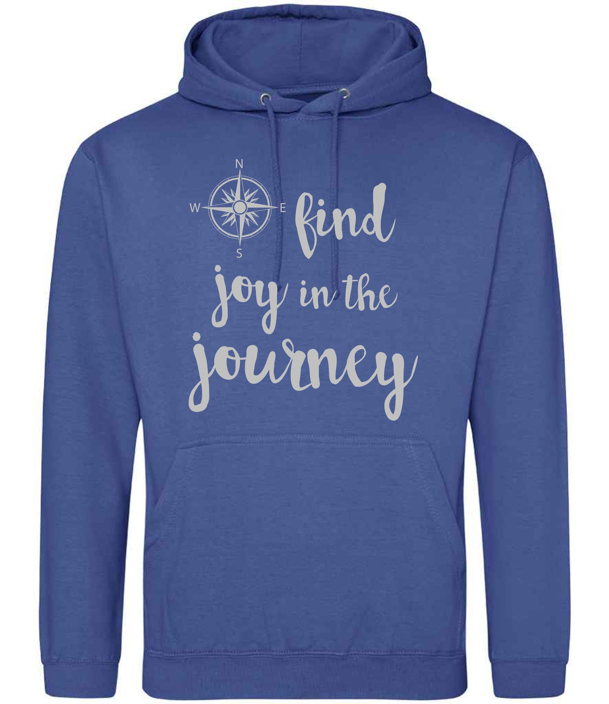 Find Joy in the Journey – Unisex Hoodie in Royal Blue with Silver vinyl