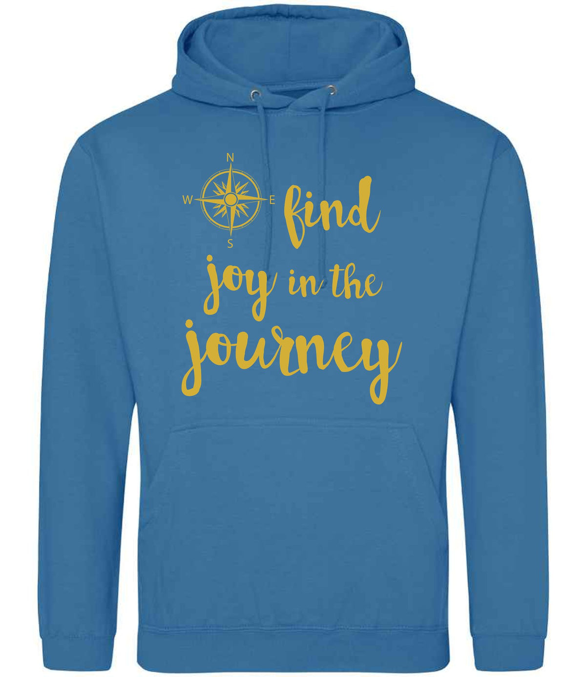 Find Joy in the Journey – Unisex Hoodie in Sapphire Blue with Gold vinyl