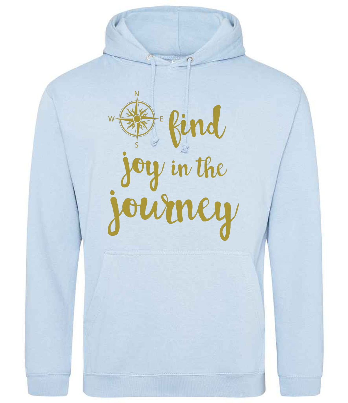 Find Joy in the Journey – Unisex Hoodie in Sky Blue with Gold vinyl
