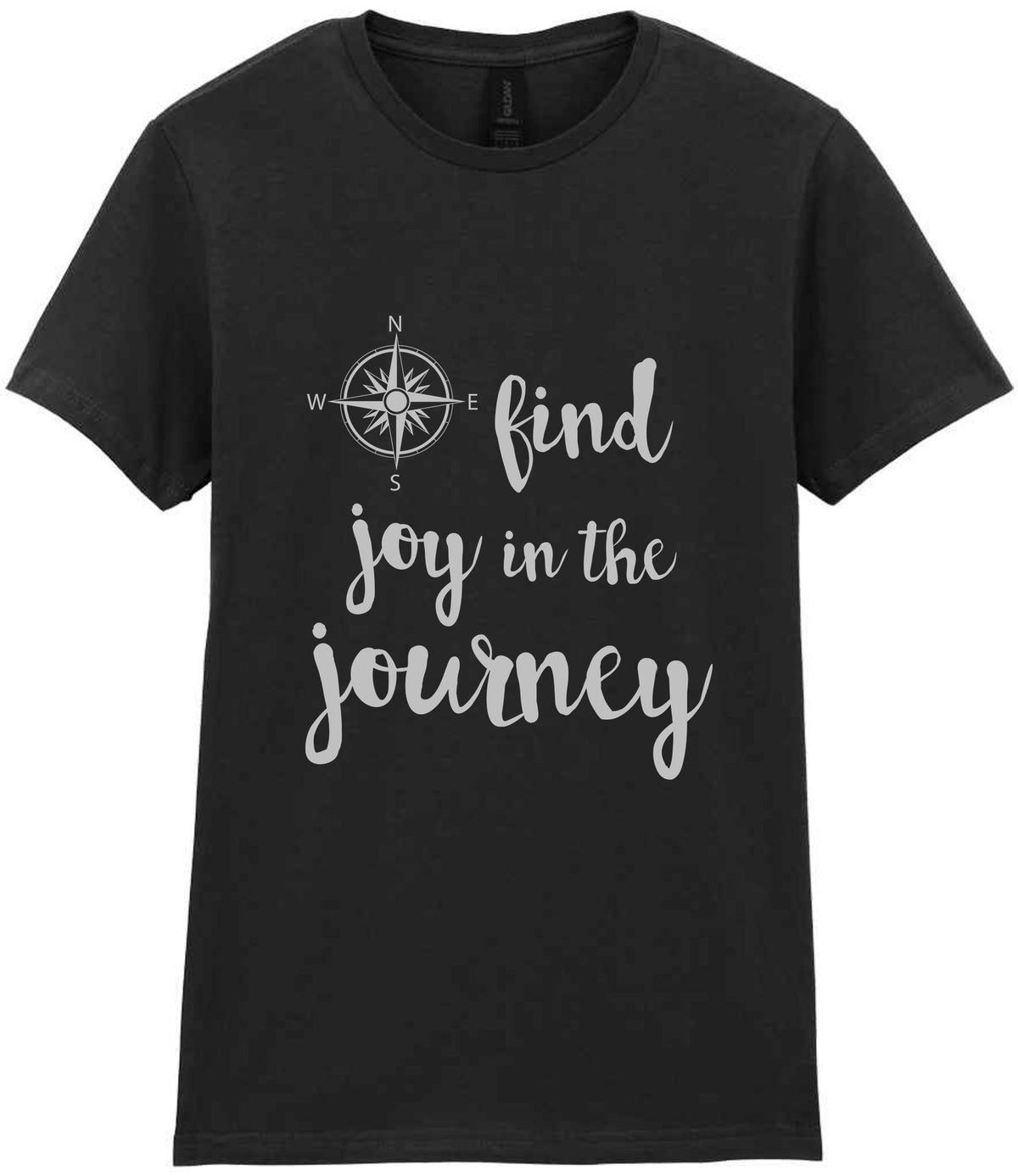 Find Joy in the Journey – Ladies T-Shirt in Black with Silver vinyl