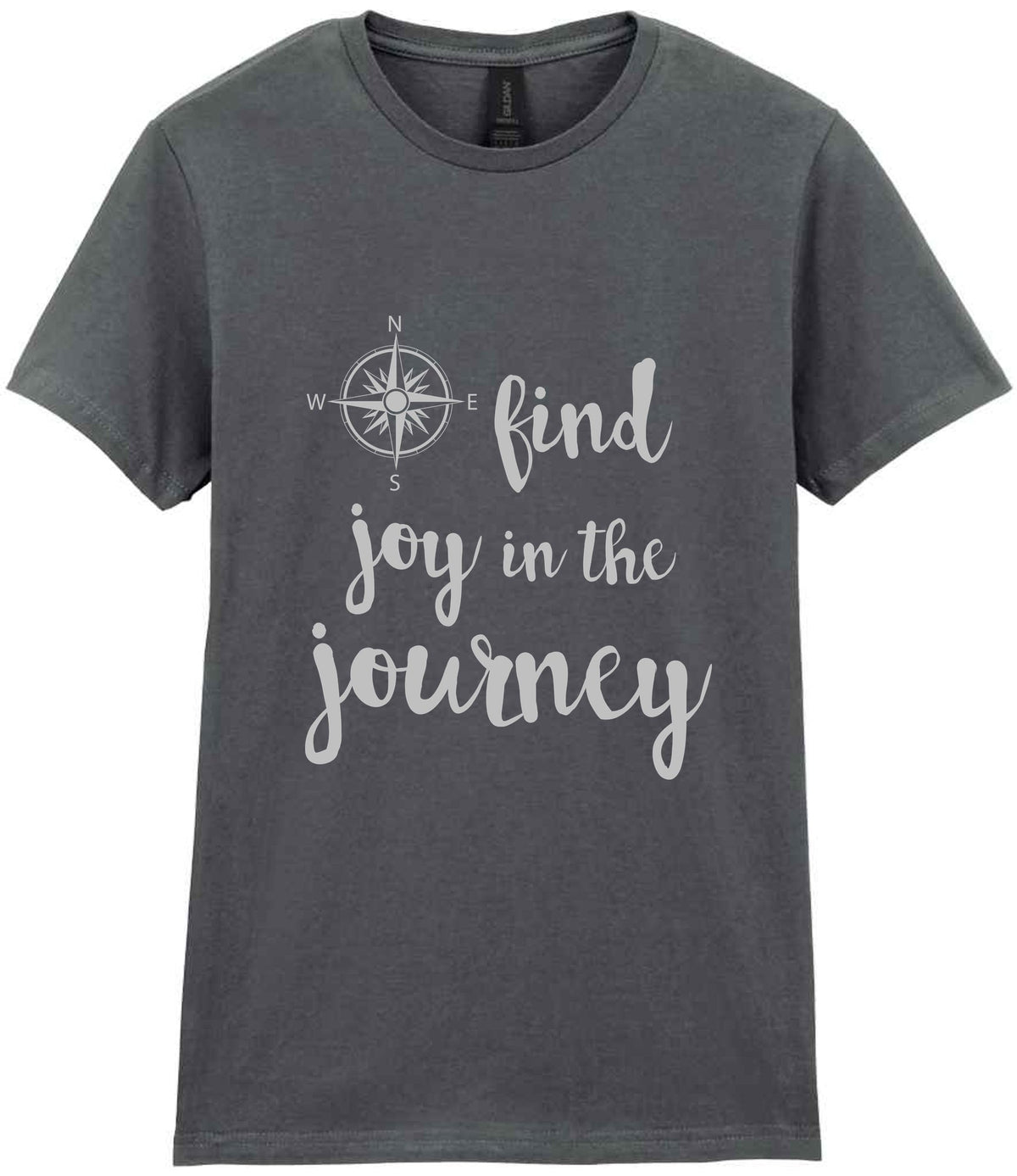 Find Joy in the Journey – Ladies T-Shirt in Charcoal with Silver vinyl