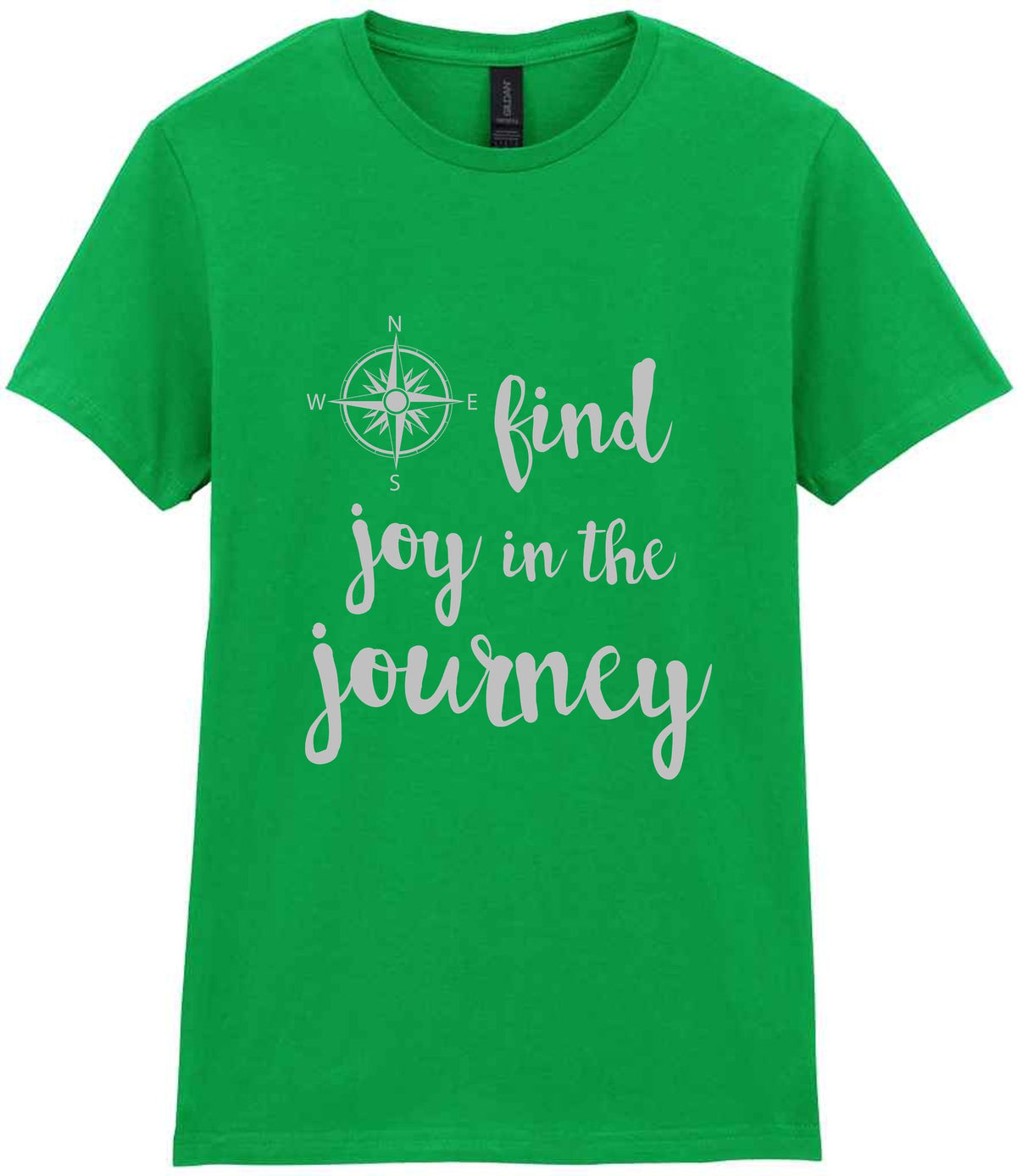 Find Joy in the Journey – Ladies T-Shirt in Irish Green with Silver vinyl