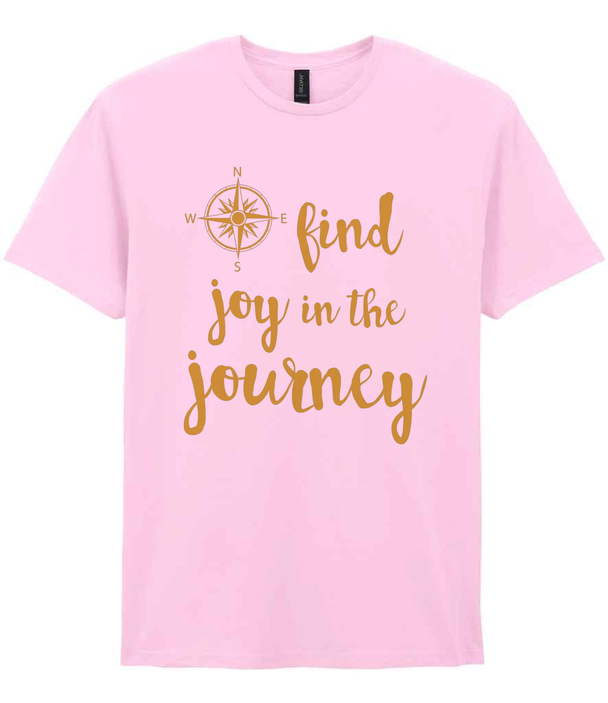 Find Joy in the Journey – Unisex T-Shirt in Light Pink with Gold vinyl