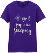 Find Joy in the Journey – Ladies T-Shirt in Purple with Silver vinyl
