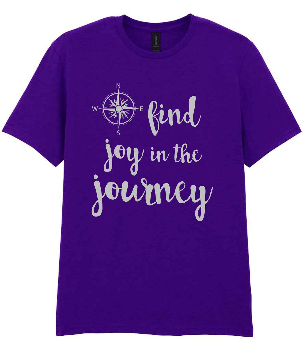 Find Joy in the Journey – Unisex T-Shirt in Purple with Silver vinyl