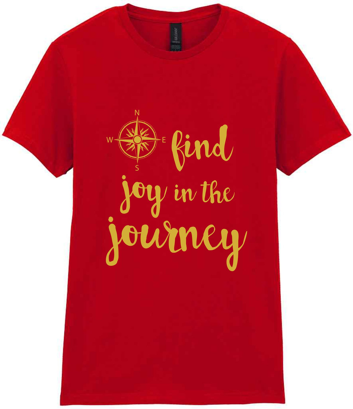 Find Joy in the Journey – Ladies T-Shirt in Red with Gold vinyl