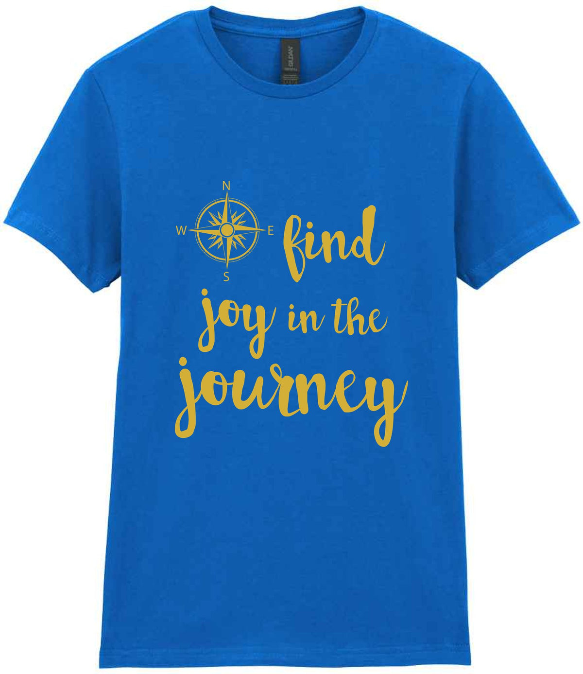 Find Joy in the Journey – Ladies T-Shirt in Royal Blue with Gold vinyl