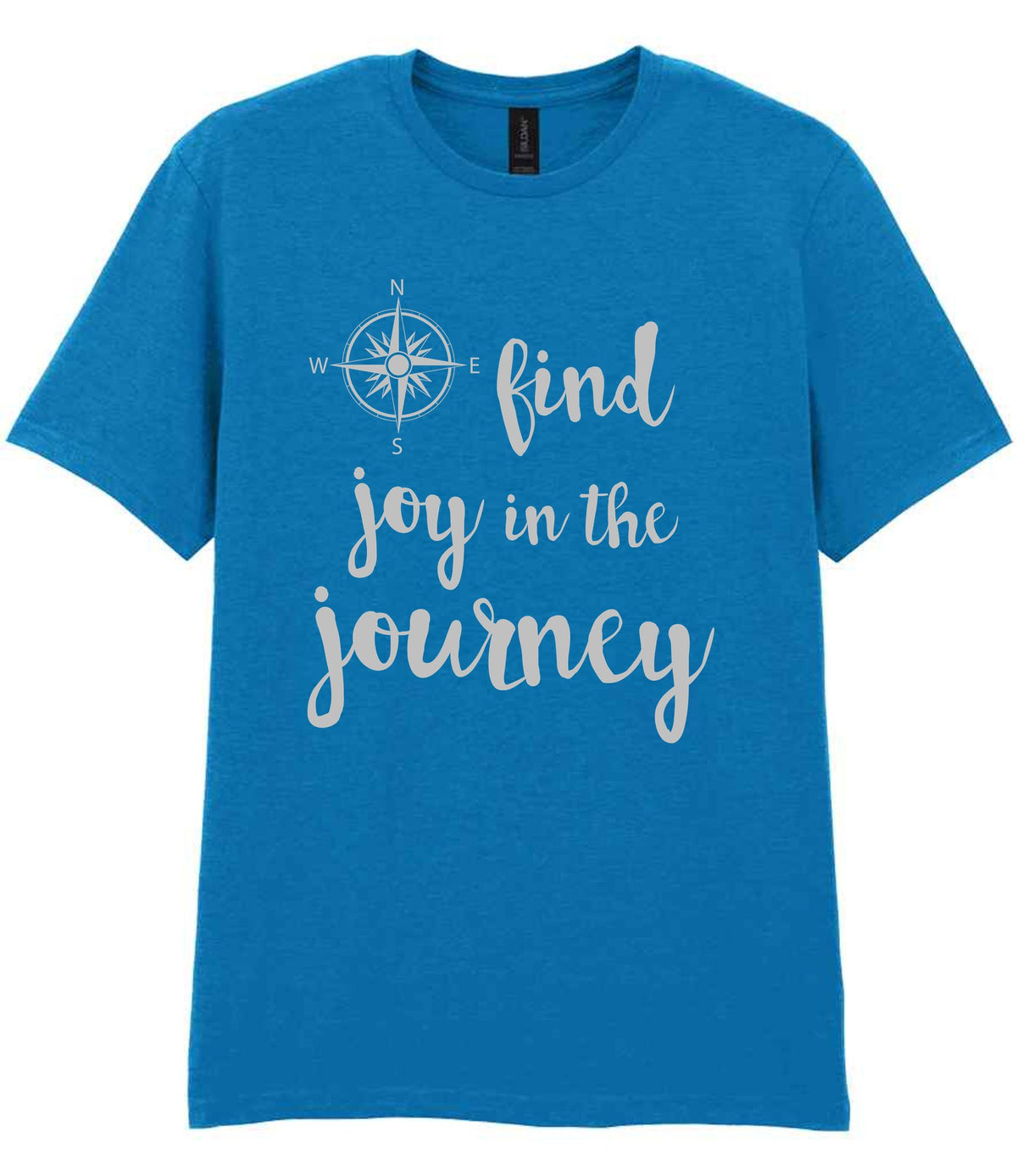 Find Joy in the Journey – Unisex T-Shirt in Sapphire Blue with Silver vinyl