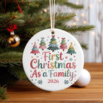 Customisable First Christmas as a Family – Ceramic Hanging Decoration, personalised with your own text