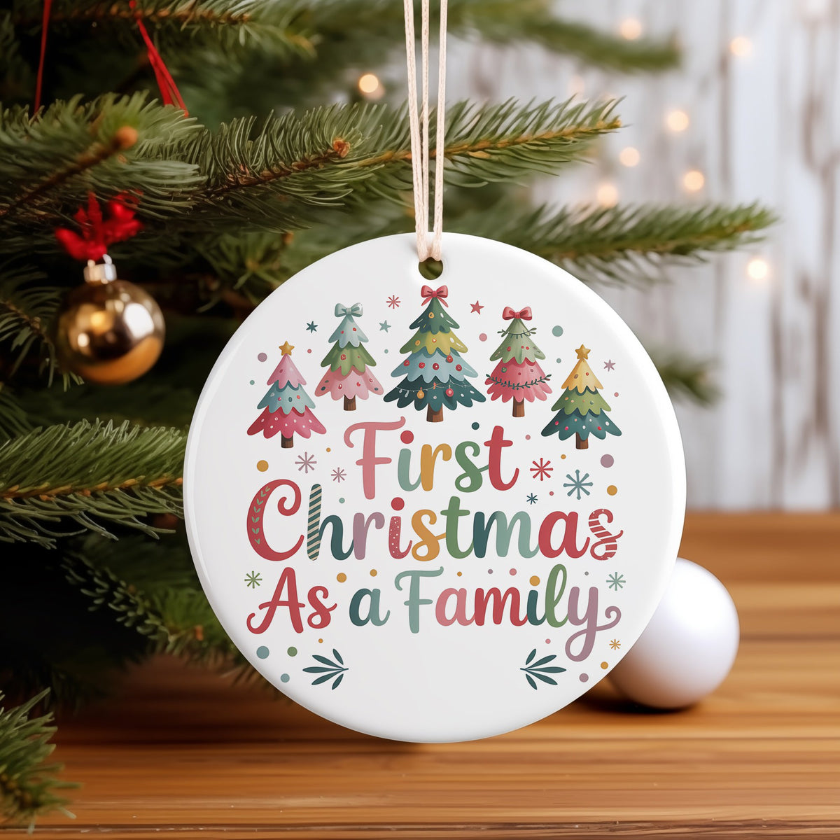 First Christmas as a Family hanging decoration in standard