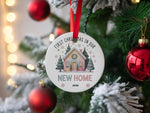First Christmas in Our New Home – Ceramic Hanging Decoration, personalised with your own text