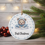 First Christmas Teddy Bear ceramic hanging decoration in standard