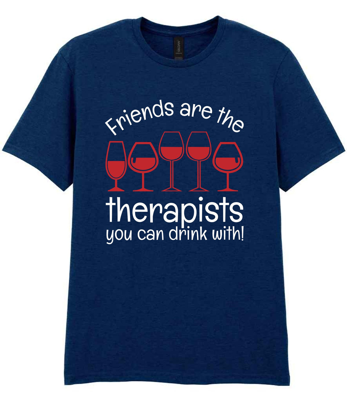 Friends Are the Therapists You Can Drink With! t-shirt in navy