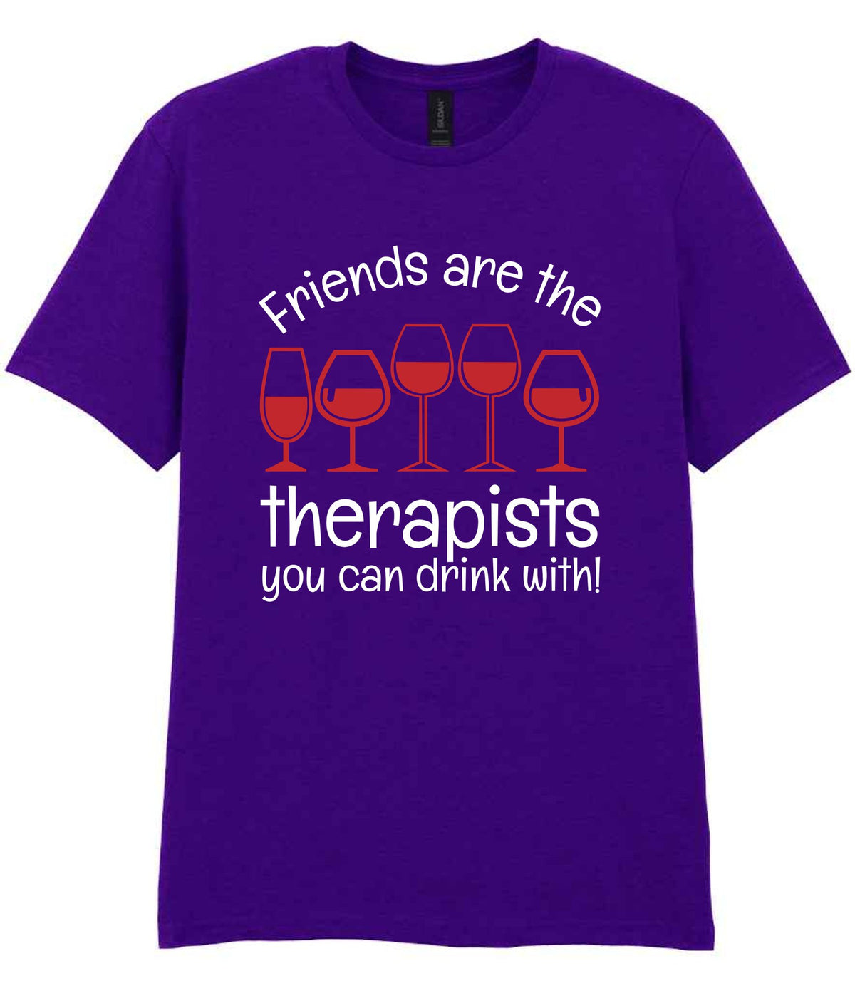 Friends Are the Therapists You Can Drink With! t-shirt in purple