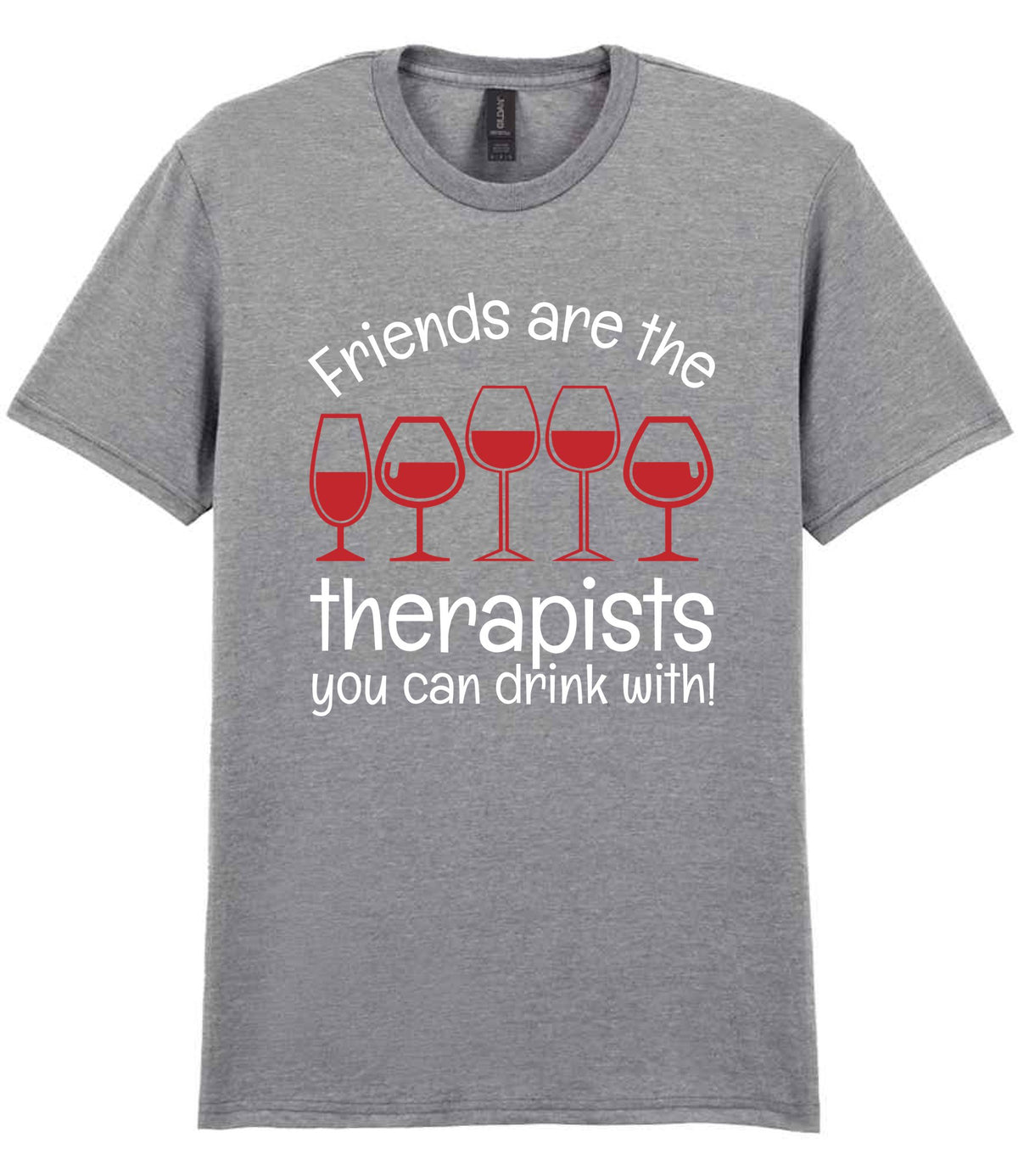 Friends Are the Therapists You Can Drink With! t-shirt in sport grey