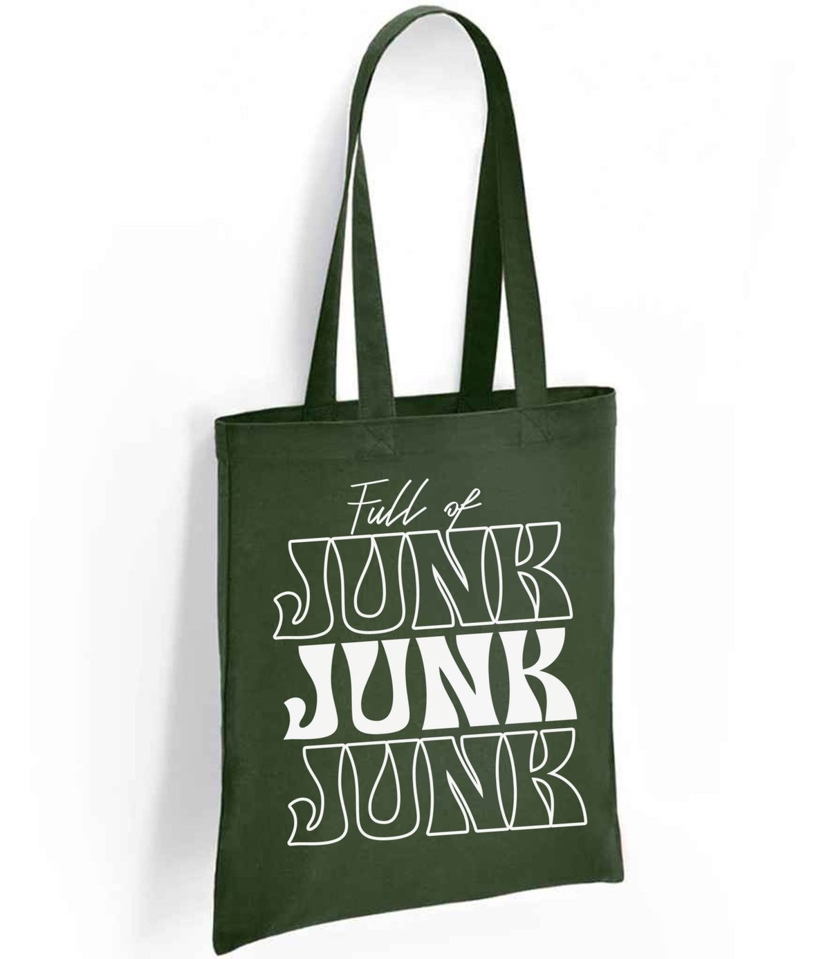 Full of JUNK JUNK JUNK tote bag in forest green