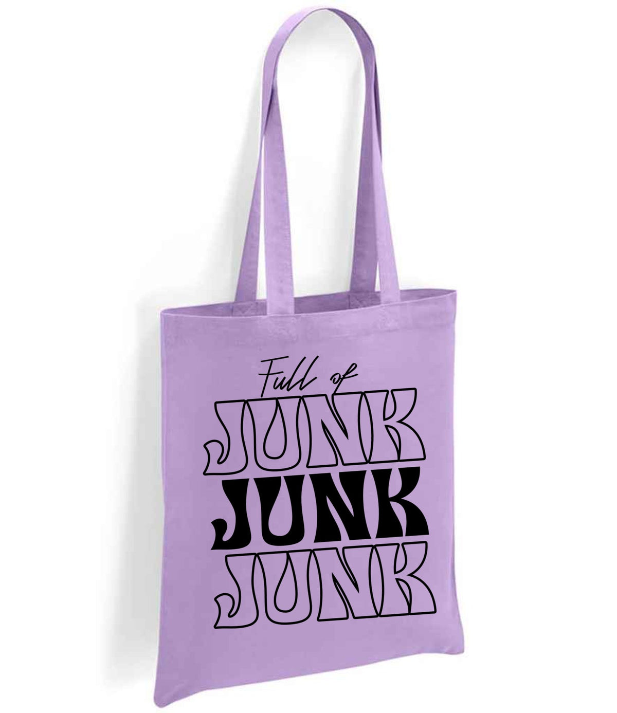 Full of JUNK JUNK JUNK tote bag in lavender