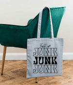 Full of JUNK JUNK JUNK tote bag in light blue