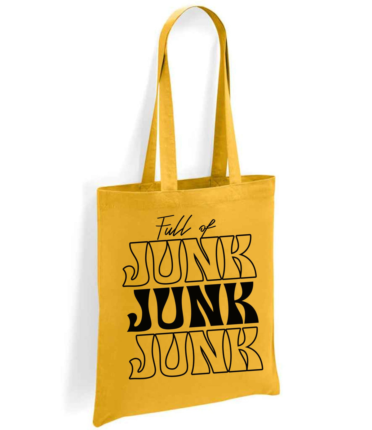 Full of JUNK JUNK JUNK tote bag in mustard