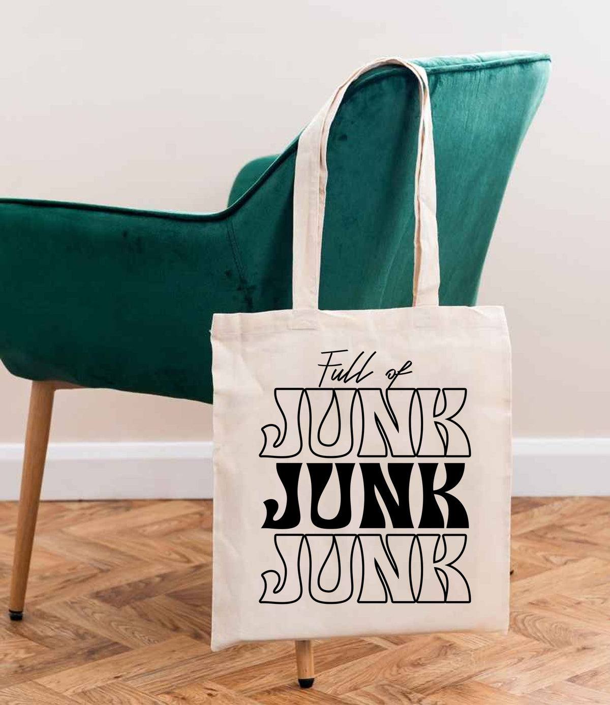Full of JUNK JUNK JUNK tote bag in natural