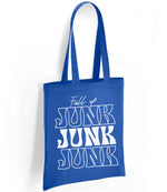 Full of JUNK JUNK JUNK tote bag in royal blue